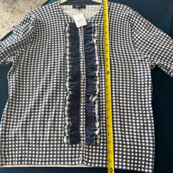 J.Crew ruffle gingham cardigan - Picture 6 of 7